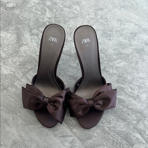 Zara Women's Brown Heeled Sandals - Picture 2 of 4